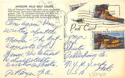 ANTELOPE HILLS GOLF COURSE Prescott, Arizona PGA Course 1973 Vintage Postcard