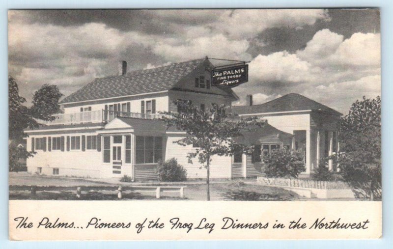 SOMERSET, Wisconsin WI ~ Roadside THE PALMS Frog Leg Dinners c1940s Postcard 