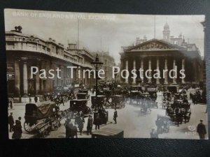c1914 RP - Bank of England & Royal Exch, LONDON - excellent animated st. scene