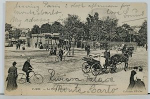 Paris La Port Maille 1904 Street Scene Bicycles Horse Buggy Postcard L14