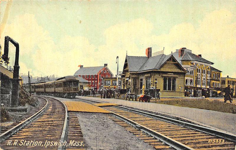 Ipswich MA Railroad Station Train Depot Postcard