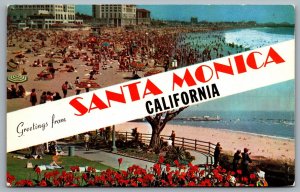 Postcard Santa Monica CA c1950s Greetings from Santa Monica California Dual View