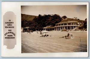 Brazil Postcard The Casino São Vicente on Cante Ilha Porchat c1930's RPPC Photo