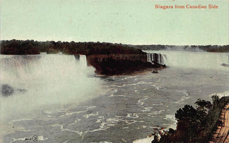 Niagara Falls from the Canadian Side, Early Postcard, Used