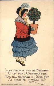 Christmas Bonnet Hat Girl TUCK Long Ago Children Schmucker c1910 Postcard