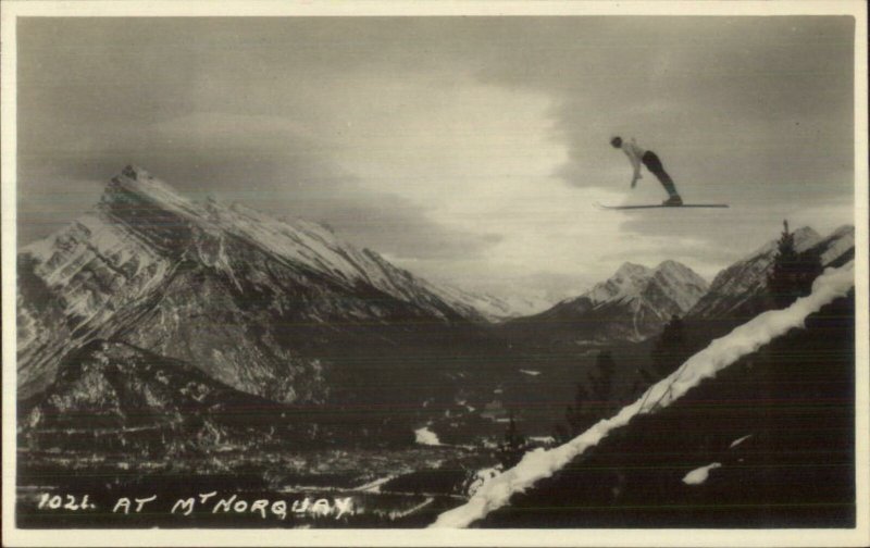 Byron Harmon #1021 Skiing Ski Jump Mt. Norquay Real Photo Postcard 