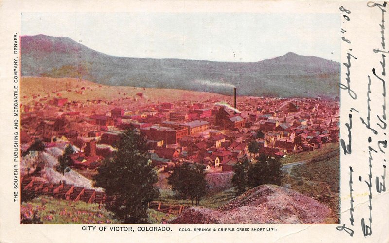 J17/ Victor Colorado Postcard c1910 Homes Birdseye Stores Mine  151