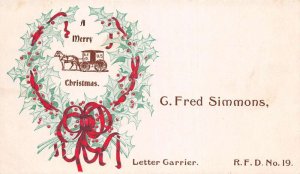 Christmas Greetings Fred Simmons Letter Carrier US Mail Postcard AA83370