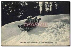 Old Postcard of Sports & # 39hiver Ski Bobsleigh speed