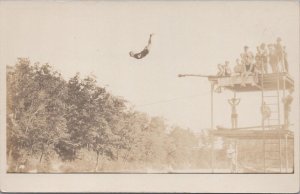 RPPC Postcard Boy Leaving Off Diving Platform c. 1920s