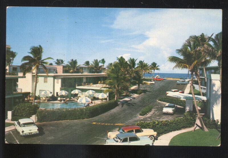 PALM BEACH FLORIDA SEA BREEZE HOTEL MOTEL 1950's CARS ADVERTISING POSTCARD