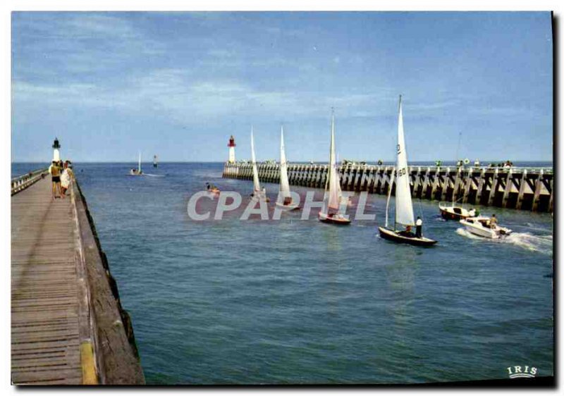 Modern Postcard Deauville Trouville piers and boats Voillers