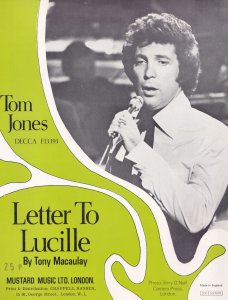 Tom Jones Letter To Lucille 1970s UK Rare Sheet Music