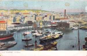 L063 Italy 1911 Neaple Harbor boats ships vintage postcard