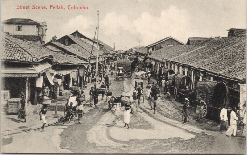 Pettah Colombo Sri Lanka Ceylon Street Scene Unused Plate & Co. Postcard F75