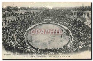 Old Postcard Nimes Arenes Interior of one day put to death Bullfight Taurus