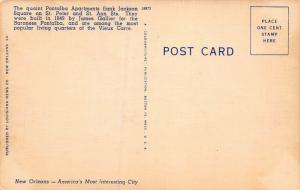 Pontalba Apt. Bldg., at Jackson Square, New Orleans, LA, Early Postcard, Used