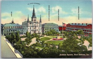 Jackson Square New Orleans Louisiana LA Cabildo Saint Louis Cathedral Postcard