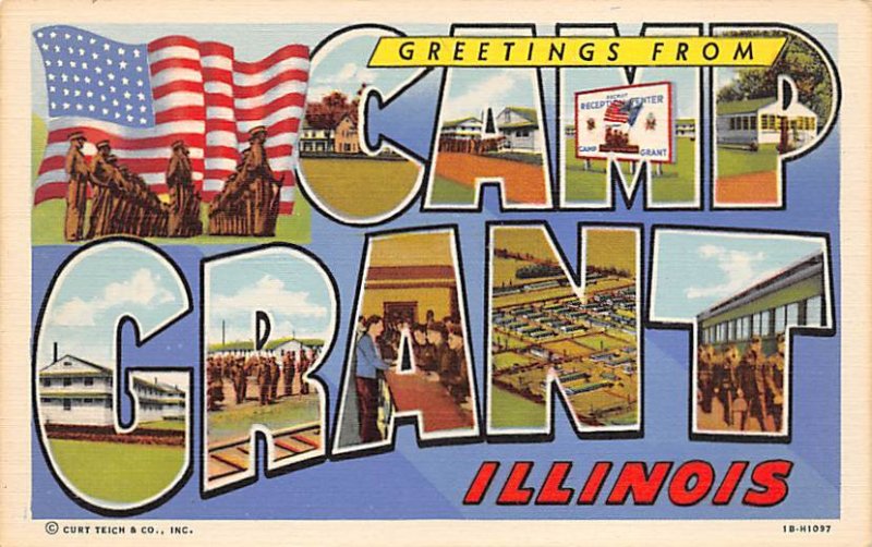 Greetings from Camp Grant, Illinois, USA Large Letter Military Camp Unused 