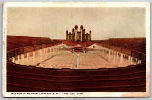 Vtg Salt Lake City Utah UT Interior of Mormon Tabernacle 1920s Old View Postcard