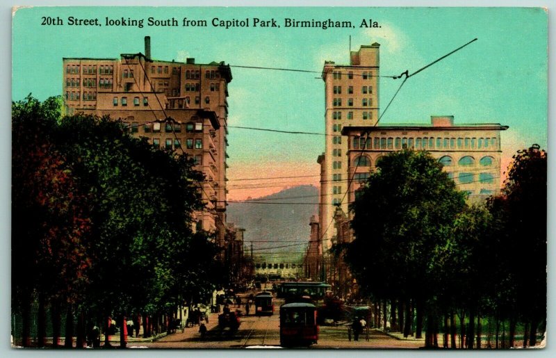 Birmingham AL~Trolleys Criss Cross Intersection~Wired High-Rise Bldgs 1910 SHARP 