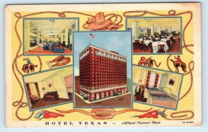 FORT WORTH, TX Texas ~ HOTEL TEXAS ~ c1940s Roadside Tarrant County  Postcard