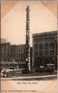 USA Indian Totem Pole Seattle Washington Vintage Postcard 09.98