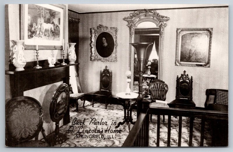 RPPC Abe Lincolns Home Back Parlor Springfield IL C1950s Postcard W12