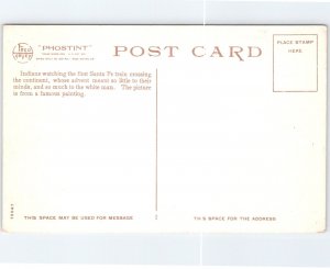 Fred Harvey PHOSTITNT Postcard: First Santa Fe Train, Native Americans, Sauerwen