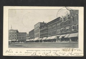 FAIR HAVEN VERMONT DOWNTOWN BUSINESS STREET SCENE VT. 1909