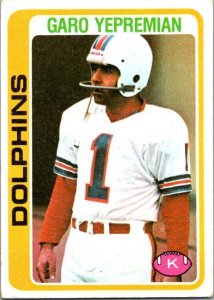 1978 Topps Football Card Garo Yepremian Miami Dolphins sk7229