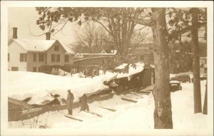 Torrington CT Building Collapse in Snow c1920s-30s Real Photo Postcard