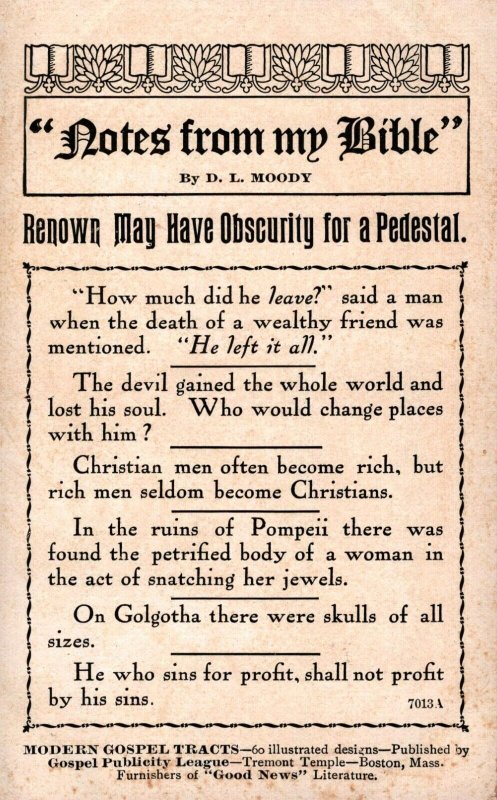 1907 Religious  Advertisement  Notes From My Bible