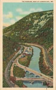 USA The Narrows West Of Cumberland Maryland Linen Postcard 08.14