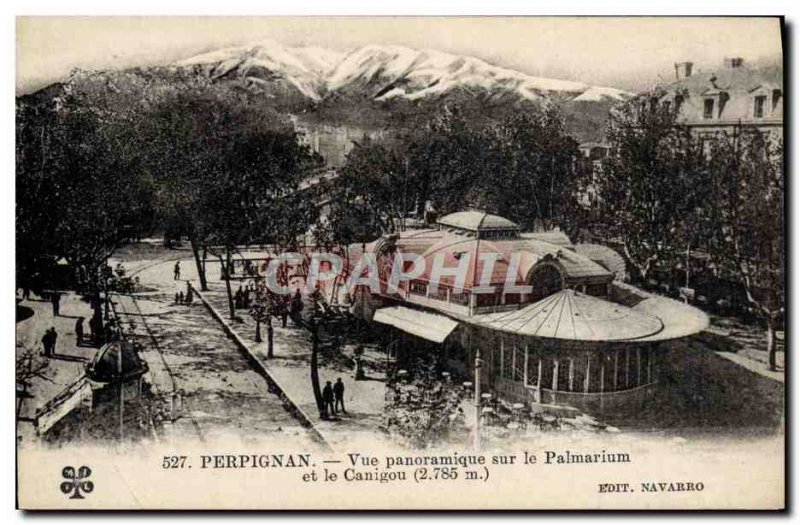 Postcard Old Perpignan Panoramic view of the Palmarium and Canigou