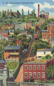 Mt. Adams Incline Cincinnati Ohio Vintage Linen Postcard 1948 Curteich