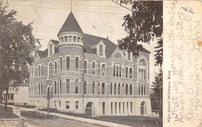 Stillwater Minnesota High School Street View Antique Postcard K49568