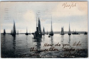 c1906 New York Misty Morning Sol Art Print Litho Photo Postcard Sail Boats A81