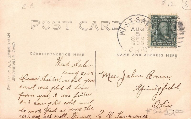 J72/ West Salem Ohio RPPC Postcard c1910 Main Street Homes  402