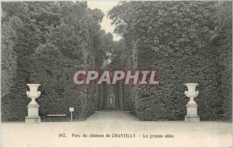 Old Postcard Park Chateau Chantilly The big allee