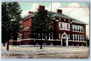 1911 Peabody School Building Campus Dirt Road Trees Fort Smith Arkansas Postcard
