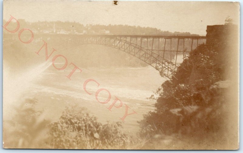 c1910s Niagara Falls? RPPC Steel Cantilever Bridge River Real Photo PC Rare A139