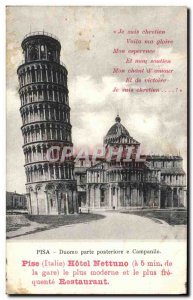 Postcard Old Pisa Duomo parte posteriore e Campanile