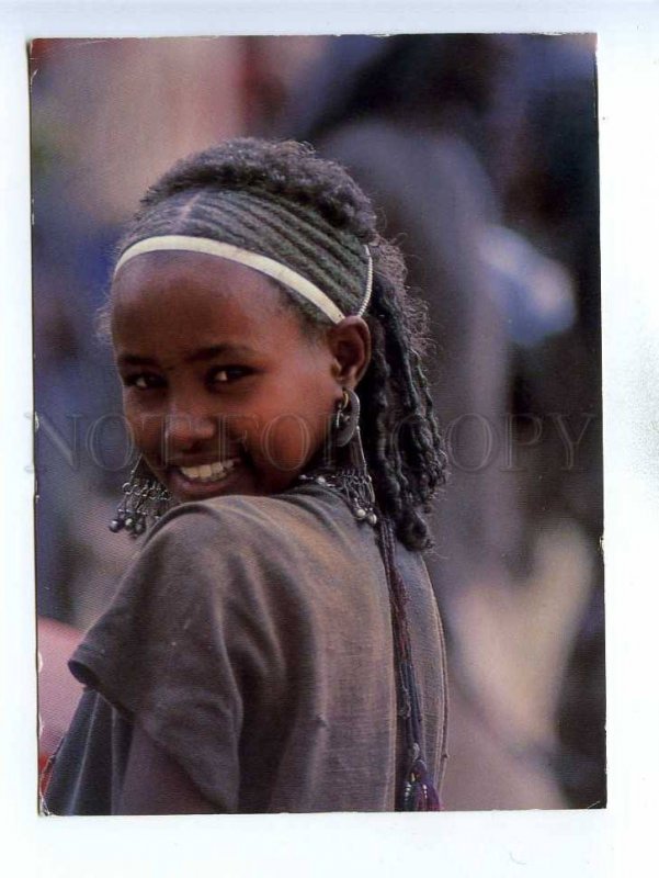 196047 Ethiopia young girl Sanbate market Old photo postcard