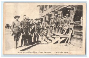 NOON MESS SOLDIER LINE UP CAMP SHERMAN CHILLICOTHE OHIO OH POSTCARD (GM11)