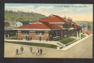 STEUBENVILLE OHIO PANHANDLE STATION RAILROAD DEPOT VINTAGE POSTCARD