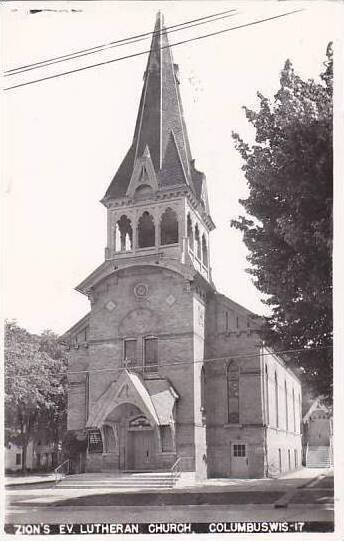 Wisconsin Columbus Zions Evangelical Lutheran Church Real Photo RPPC