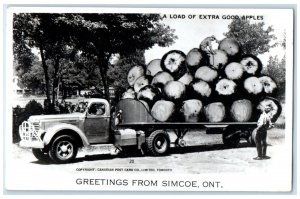 c1920's Giant Apples Greetings from Simcoe Ontario Canada RPPC Photo Postcard