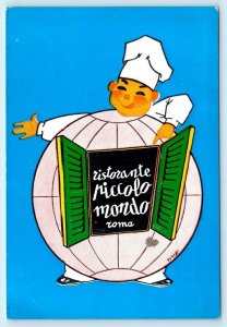 ROME, ITALY ~ Advertising Ristorante PICCOLO MONDO Chef Globe  4x6 Postcard