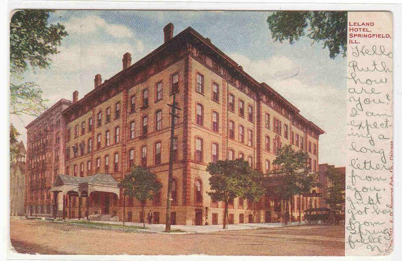 Leland Hotel Springfield Illinois 1906 postcard